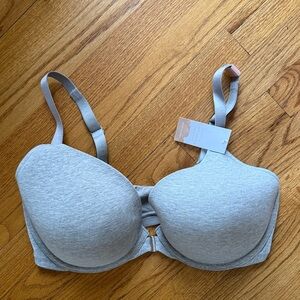 NEW Cacique 40F Boost Plunge Front Closure Grey Knit Bra